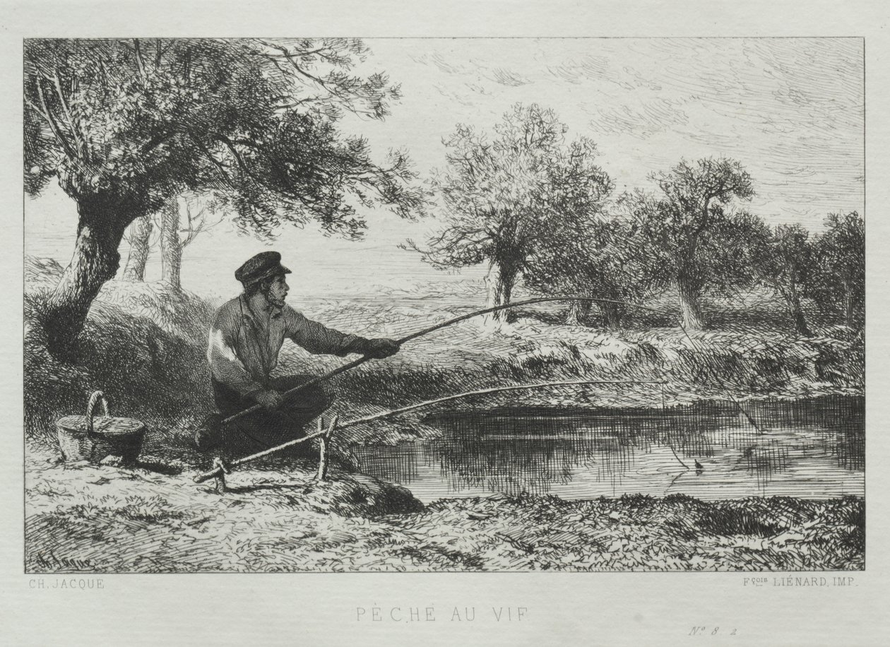 Fishing by Charles Emile Jacque