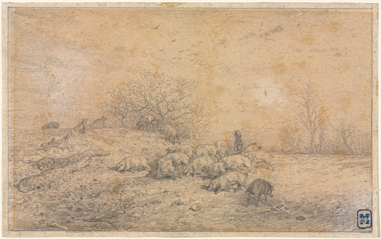 Herd of Pigs by Charles Emile Jacque