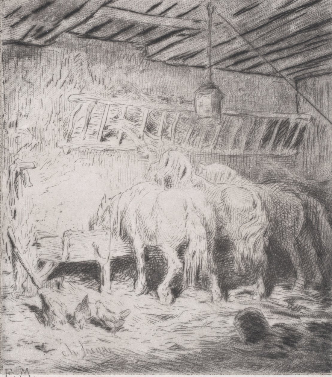 Stable by Charles Emile Jacque