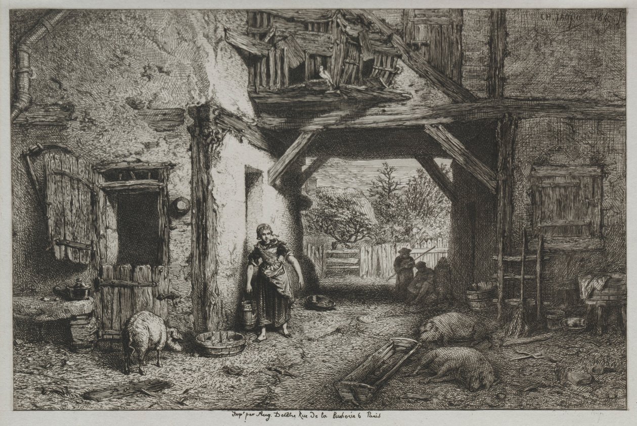 The Farmyard by Charles Emile Jacque