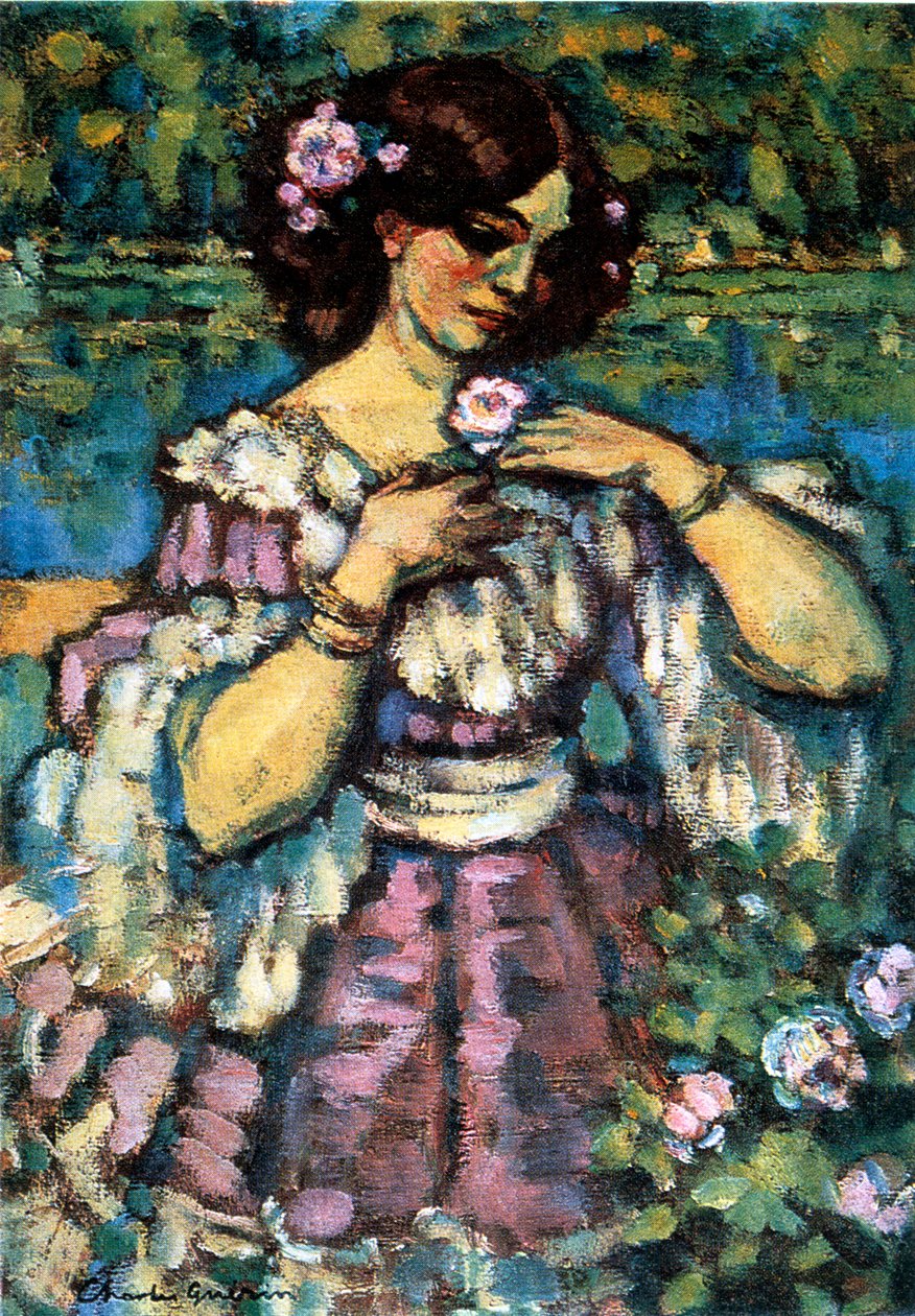 Woman with Rose by Charles Guerin