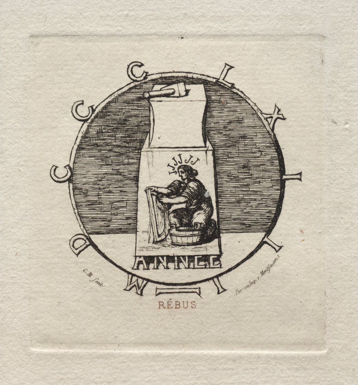 Rebus: "Here lies the ancient vendetta" by Charles Meryon