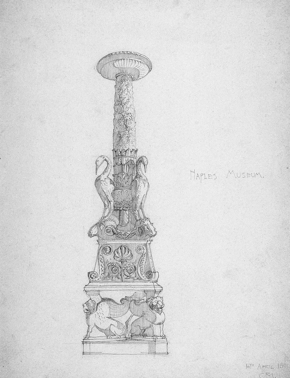Candlestick (?), Naples Museum, 1891 by Charles Rennie Mackintosh