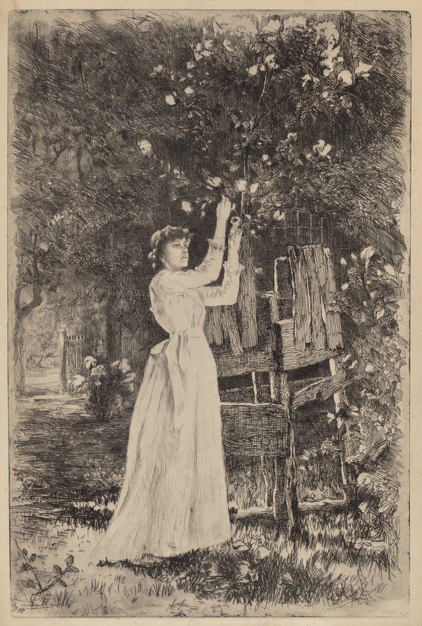 Untitled (Woman Picking Blossoms) by Charles Yardley Turner