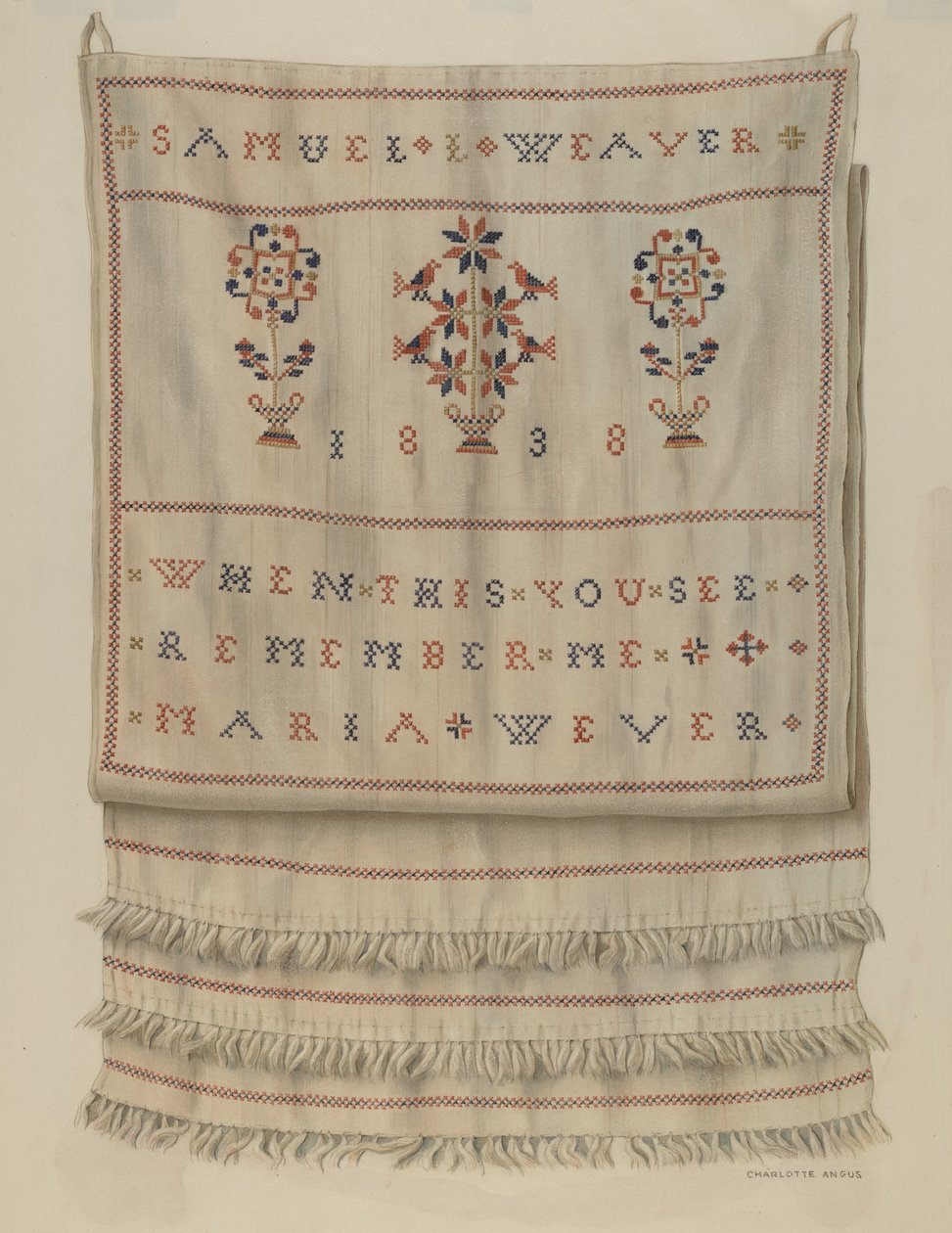 Pennsylvania German Show Towel by Charlotte Angus