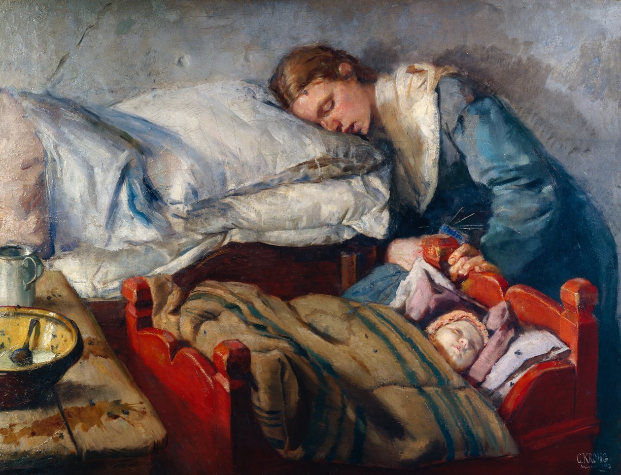 Sleeping Mother by Christian Krohg
