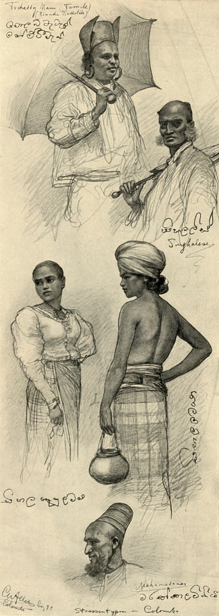 Studies of people, Colombo, Ceylon by Christian Wilhelm Allers