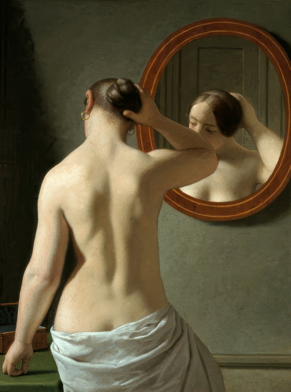 Young Woman in Front of a Mirror by Christoffer Wilhelm Eckersberg