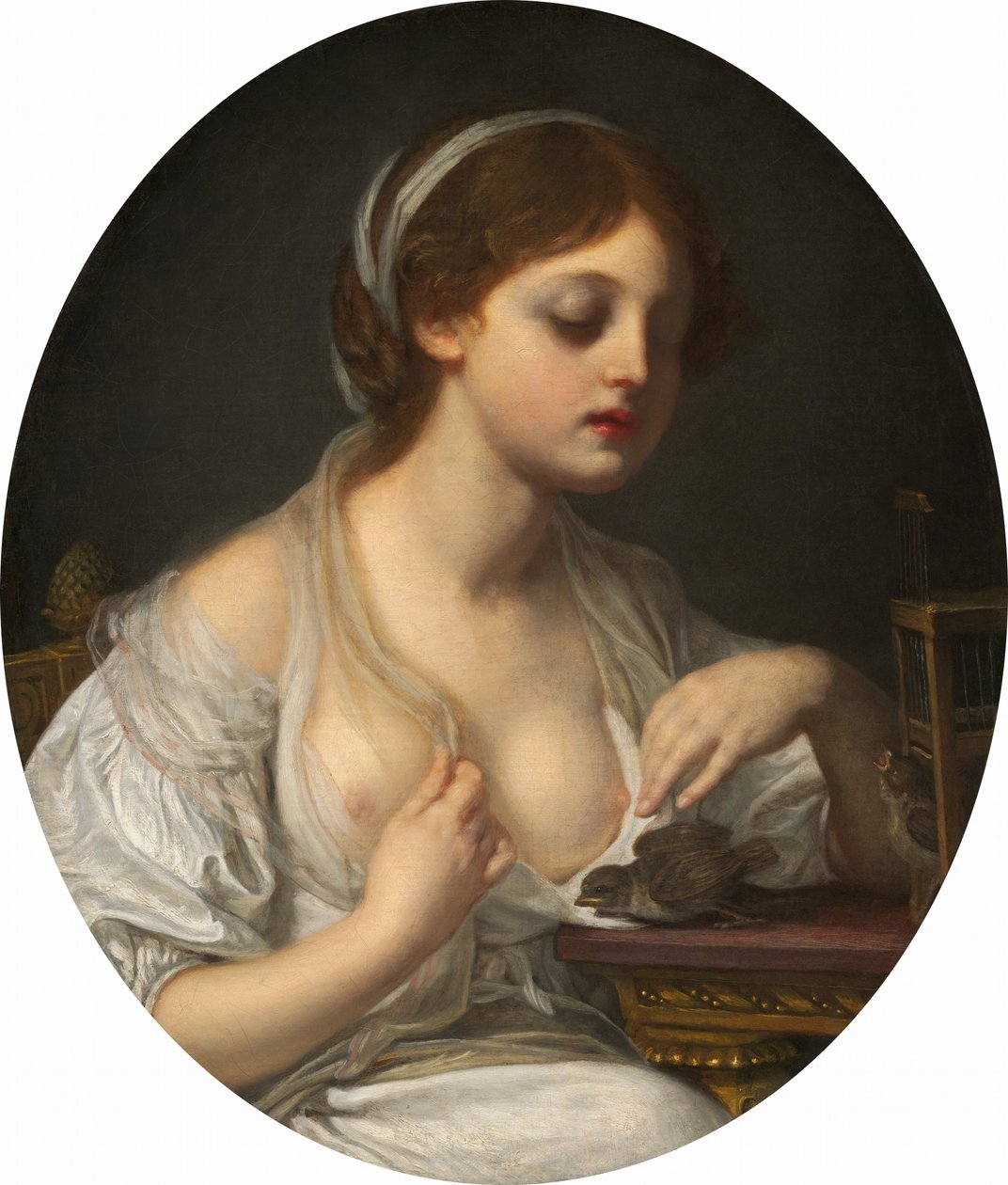 Girl with Birds by Circle of Jean Baptiste Greuze