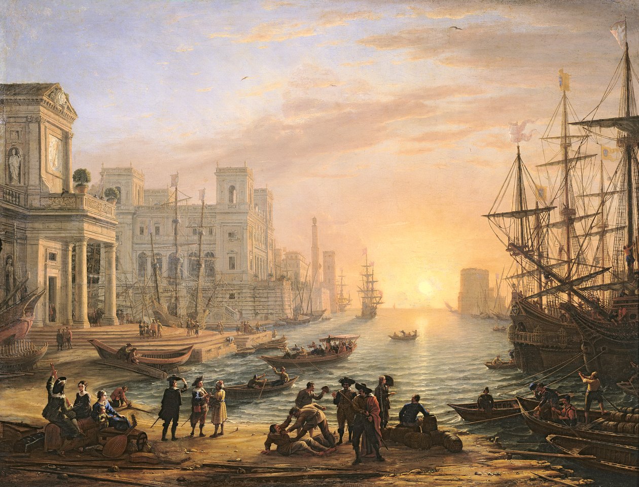 Sea Port at Sunset by Claude Lorrain