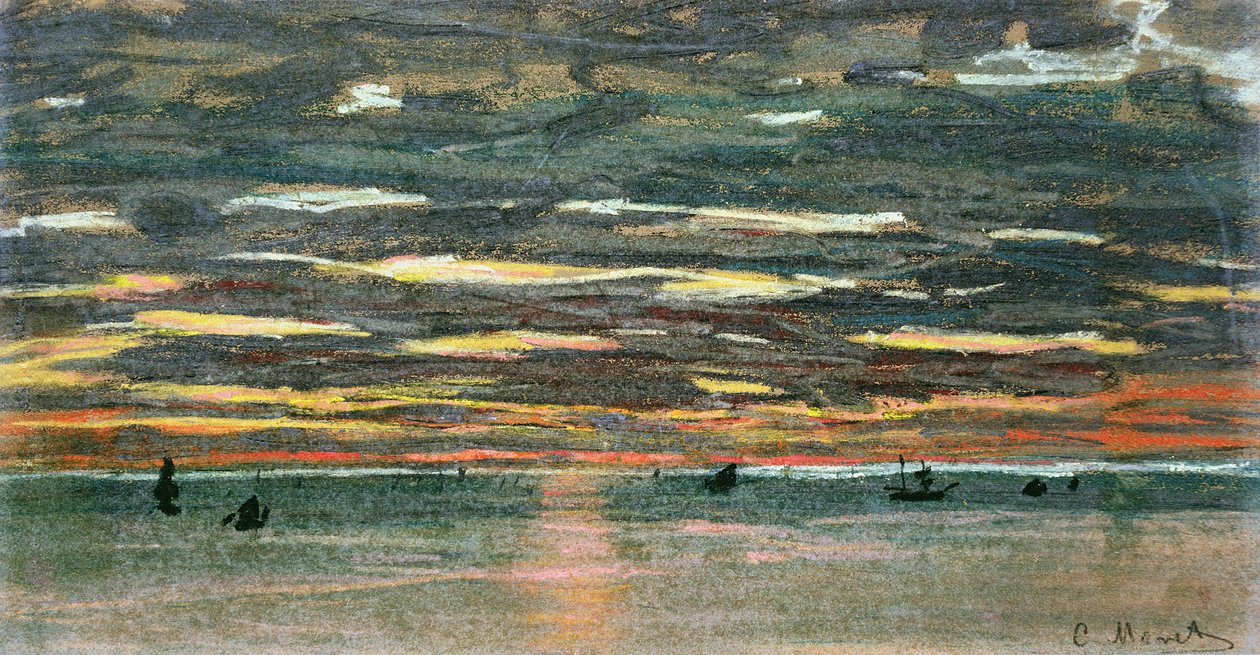 Sunset Over the Sea by Claude Monet