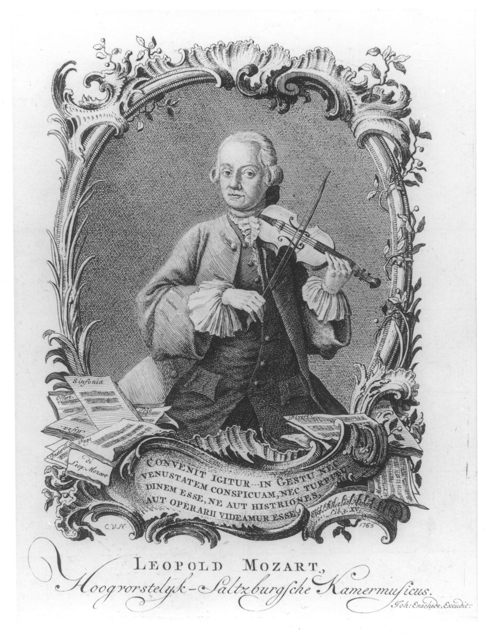 Portrait of Leopold Mozart, Austrian violinist and composer, engraved by Johann Enschede by Cornelis van Noorde