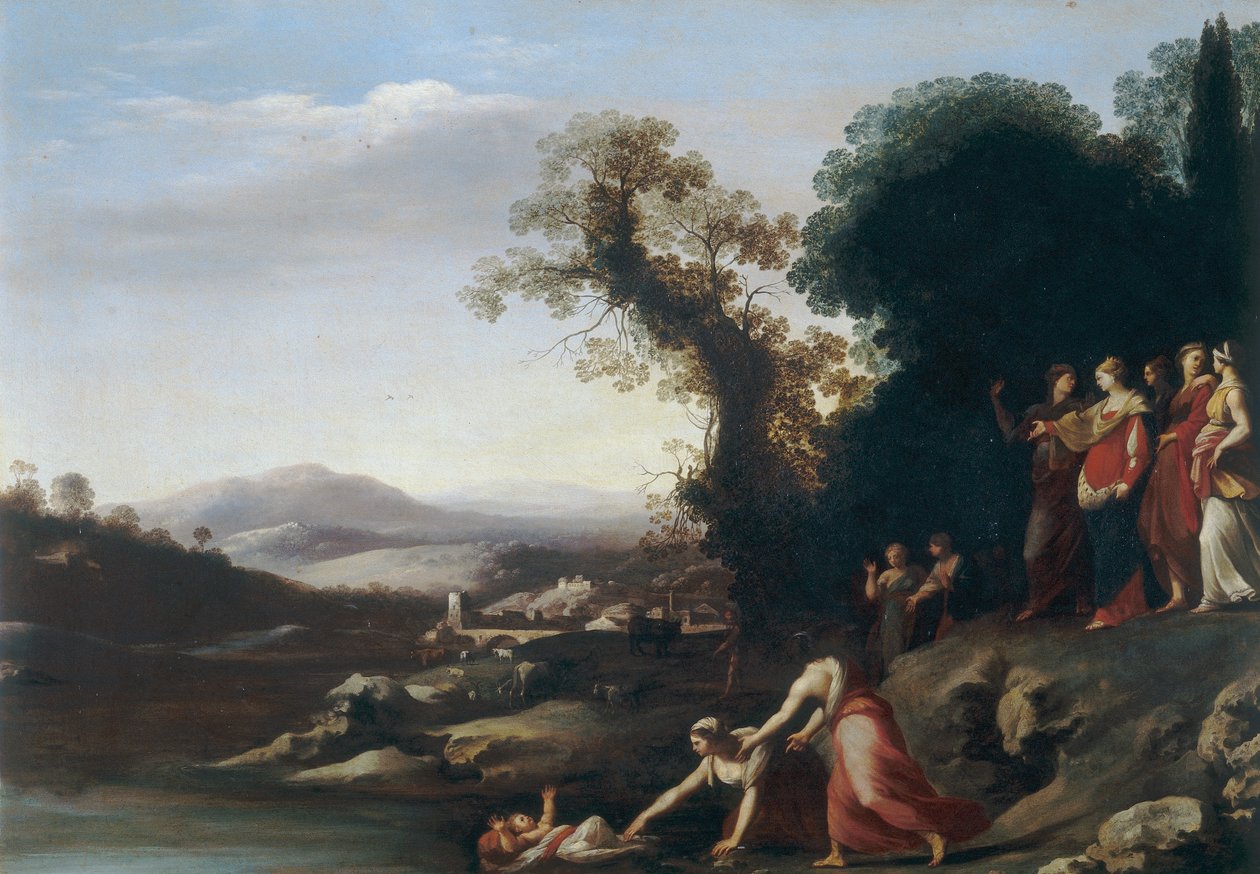 The Discovery of Moses by Cornelis van Poelenburgh or Poelenburch