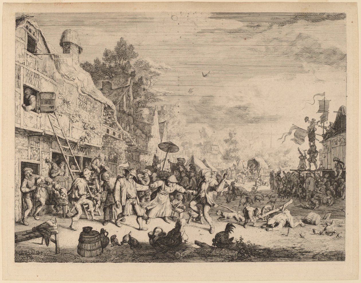 Village Festival by Cornelis Dusart