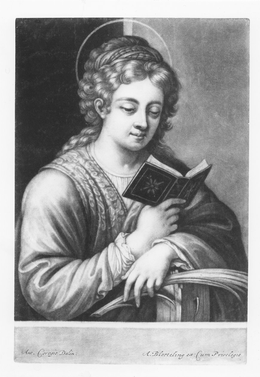 St. Catherine, engraved by Abraham Blooteling by Antonio da Correggio