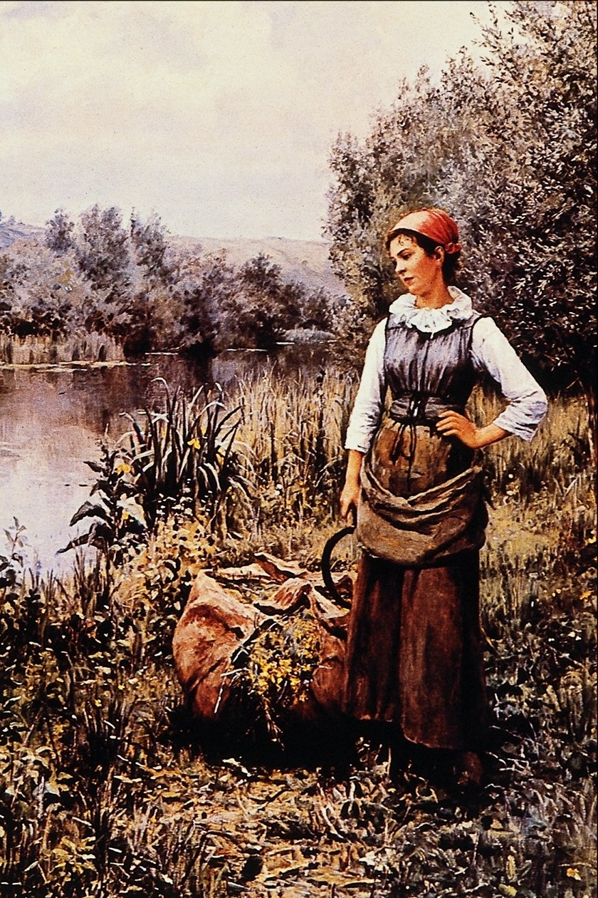 Girl by a Stream by Daniel Ridgway Knight