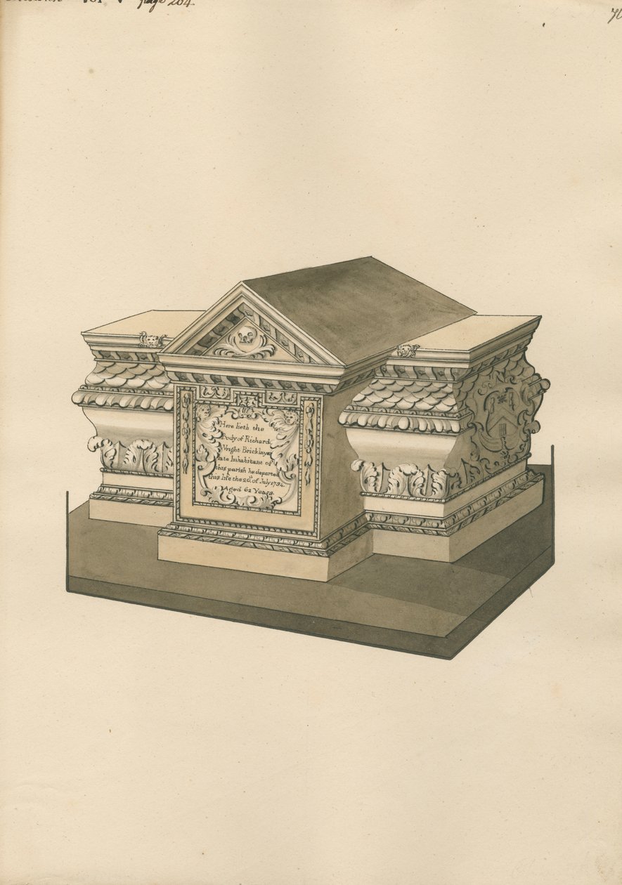 Tomb of Richard Wright from Chiswick Church by Daniel Lysons