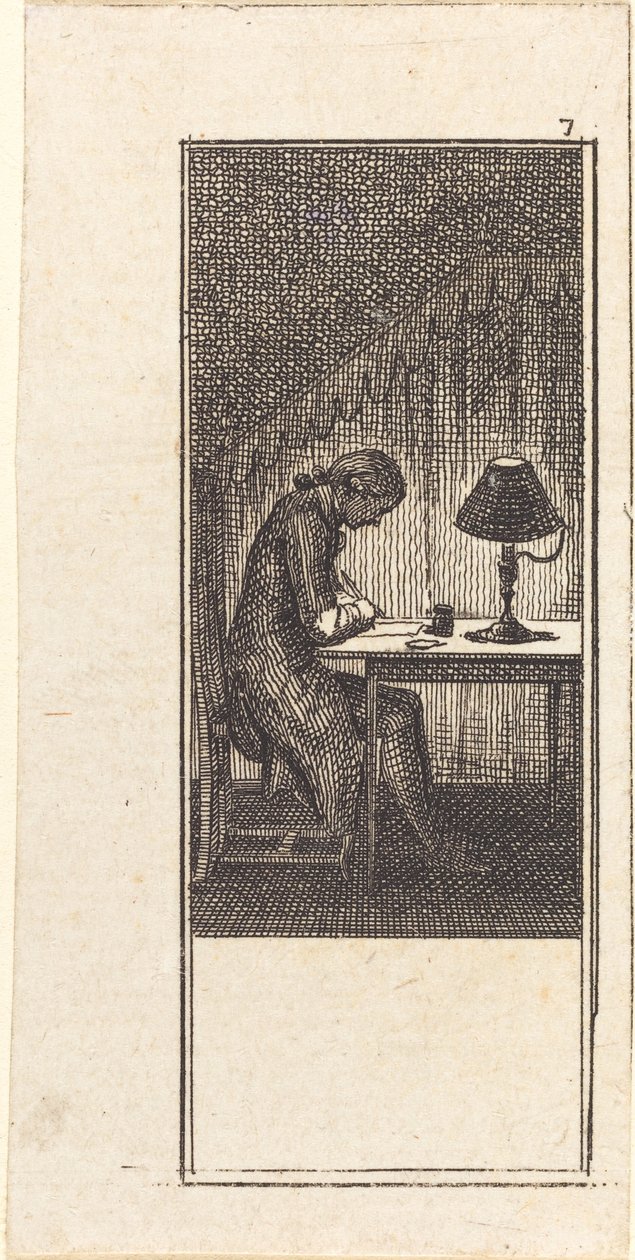 Young Man Writing by Lamplight by Daniel Nikolaus Chodowiecki
