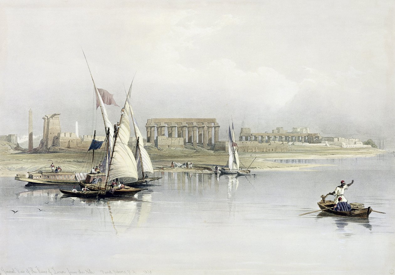 General View of the Ruins of Luxor from the Nile, from Egypt and Nubia, Vol.1 by David Roberts