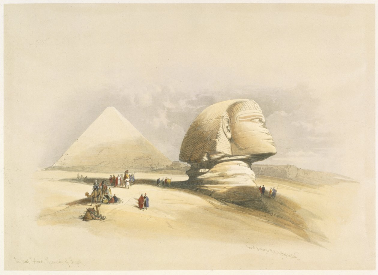 The Great Sphinx and the Pyramids of Giza, from Egypt and Nubia, Vol.1 by David Roberts