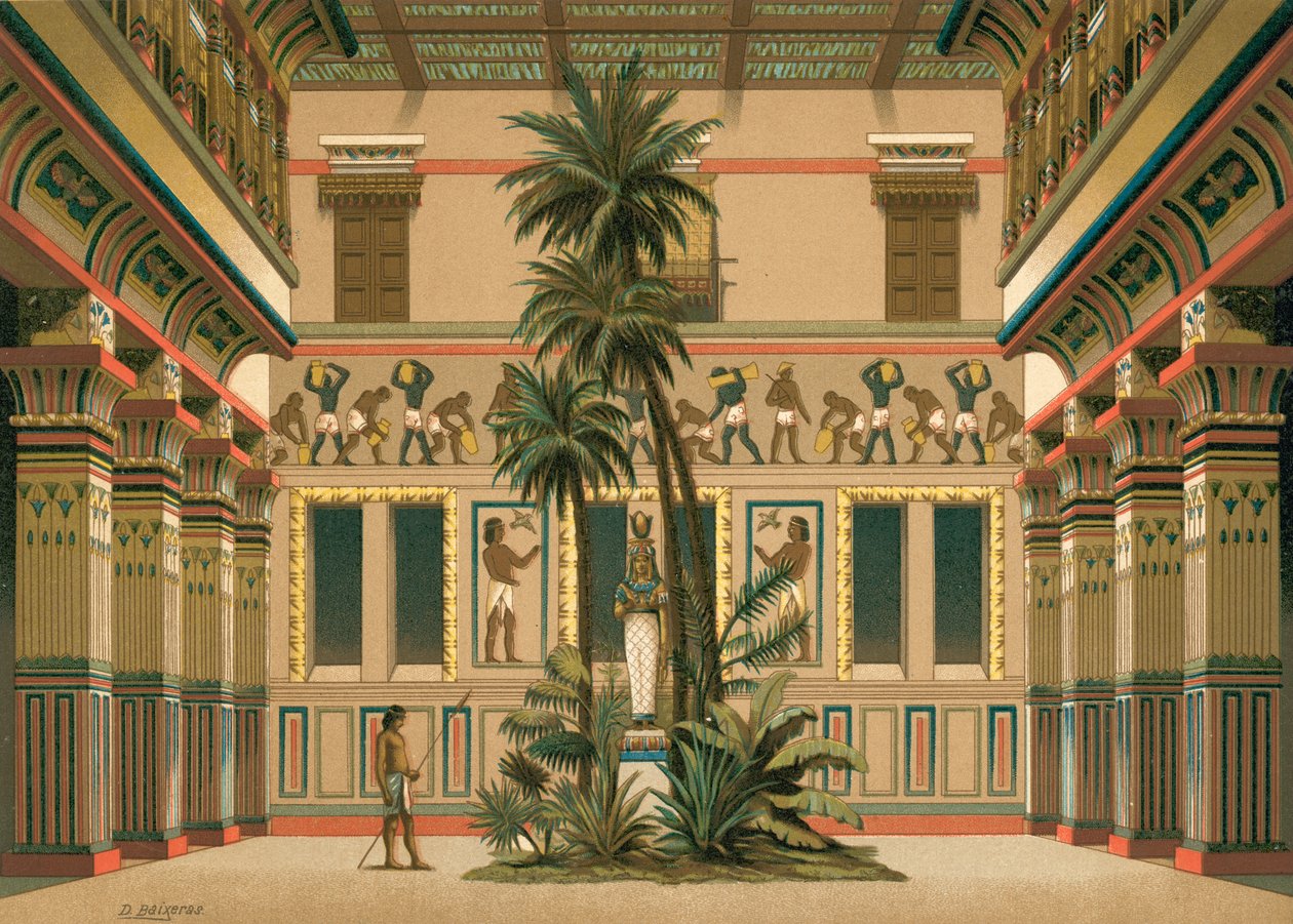 Courtyard of an Egyptian house by Dionisio Baixeras Verdaguer