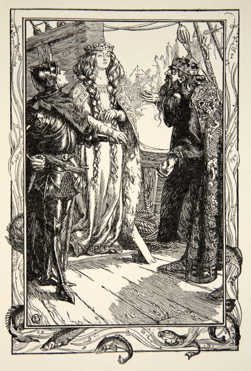 King Anguish gives Isolt to Sir Tristram, illustration from 