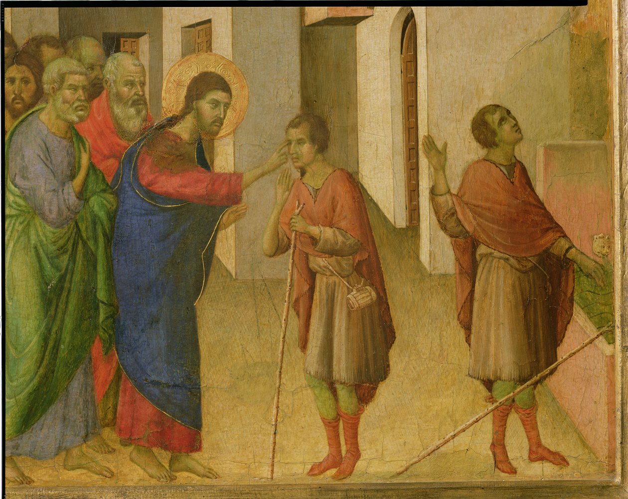 Jesus Opens the Eyes of a Man Born Blind (detail) by Duccio di Buoninsegna