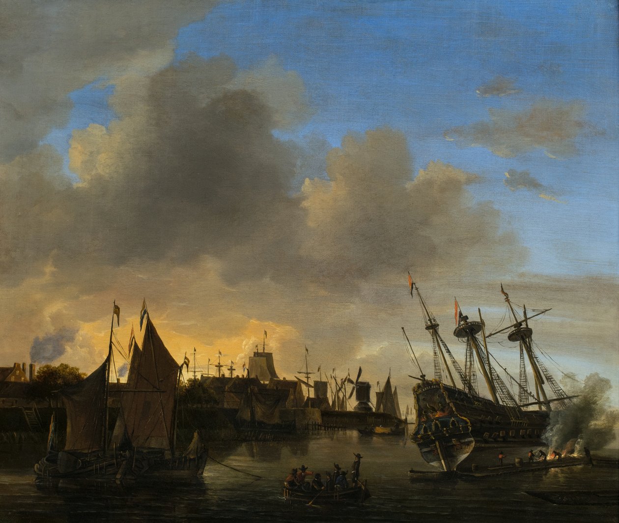 Numerous Ships in a Dutch Harbor by Dutch School