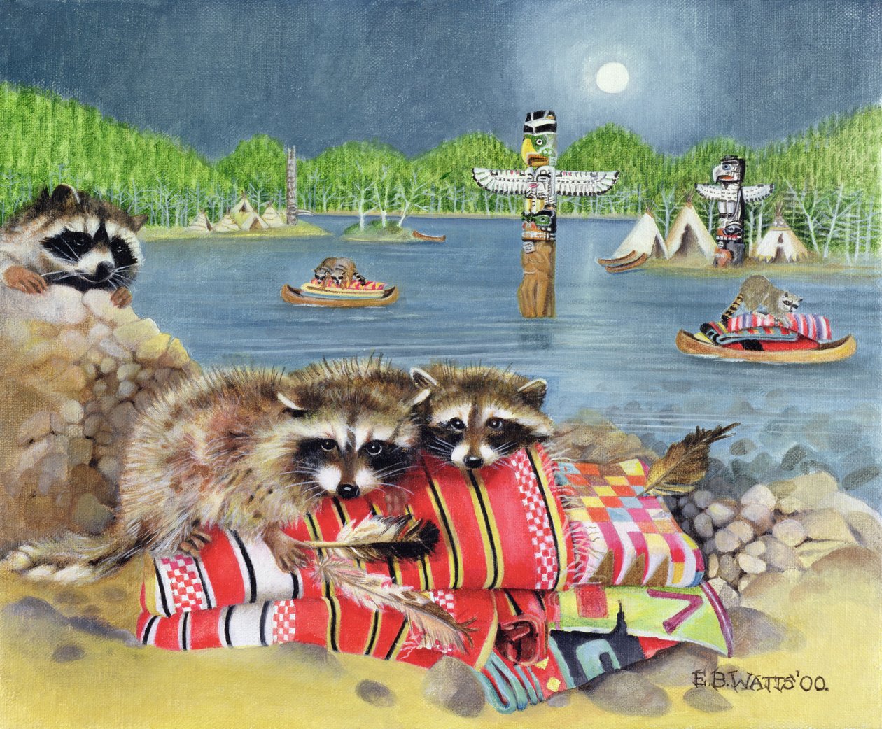 Racoons, 2000 by E.B. Watts