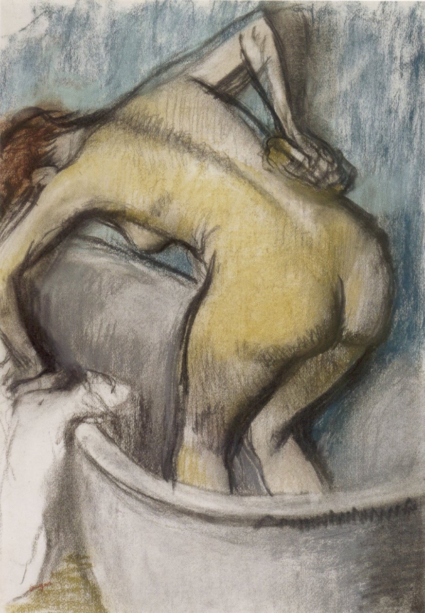 The Bath - Woman Supporting Her Back by Edgar Degas