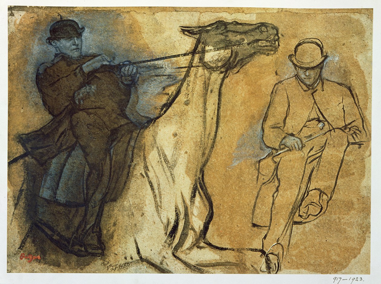 Two studies of riders by Edgar Degas