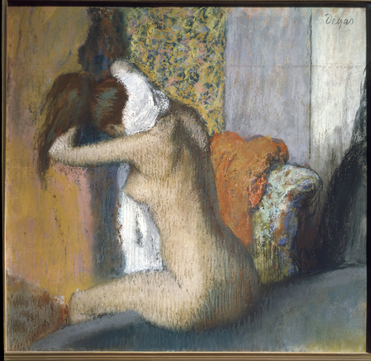 After bath by Edgar Degas