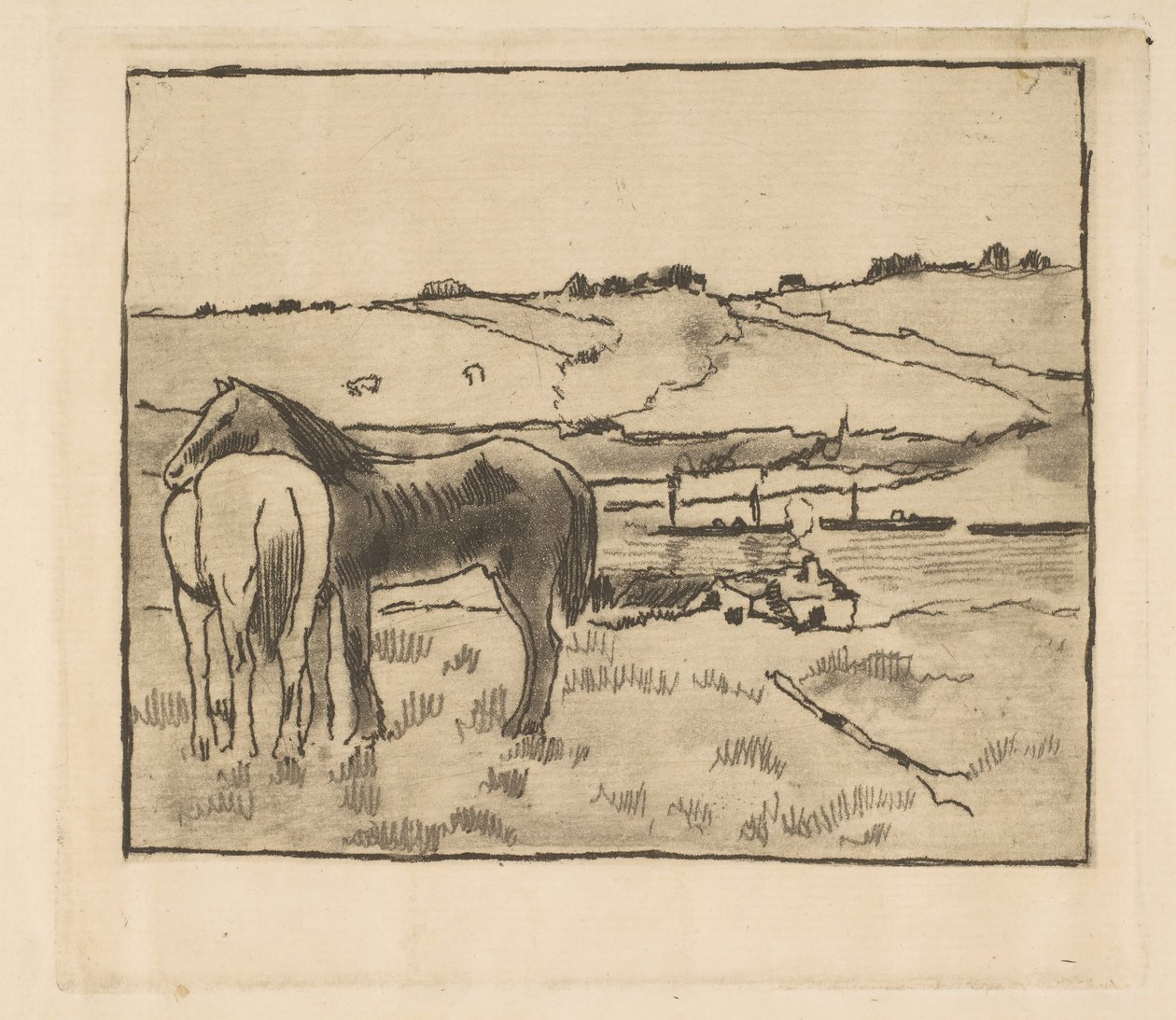 Horses in the Meadow by Edgar Degas