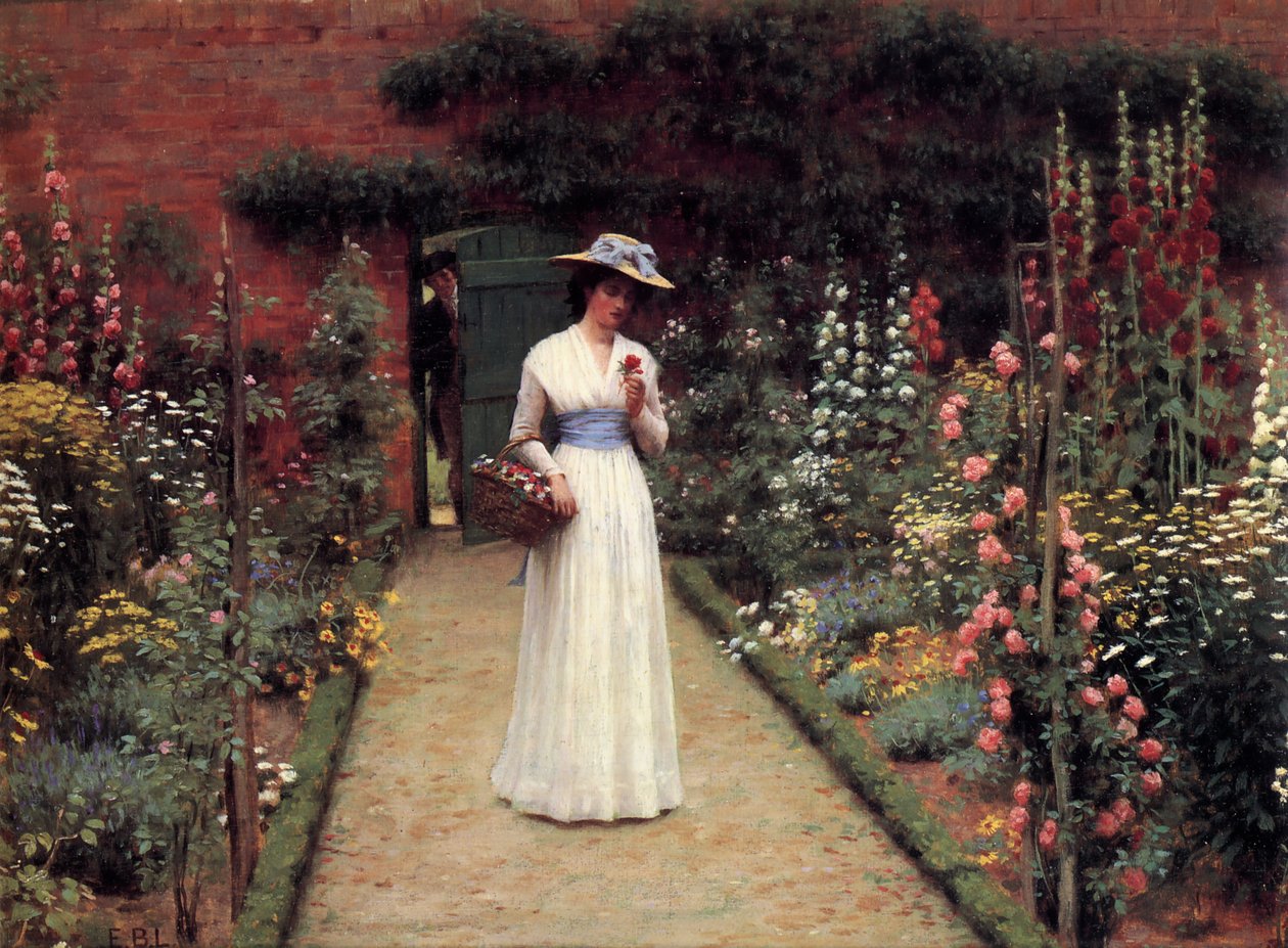 Lady in a Garden by Edmund Leighton