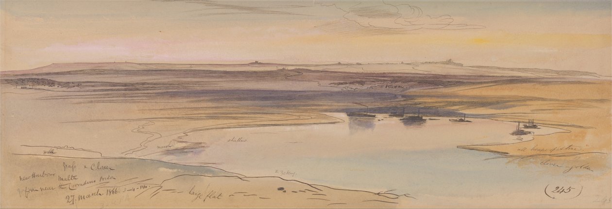 New Harbour, Malta by Edward Lear