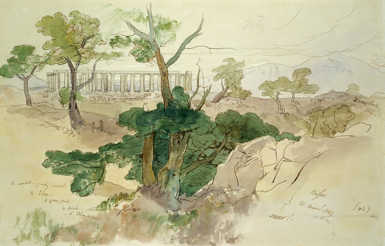 Temple at Bassae by Edward Lear