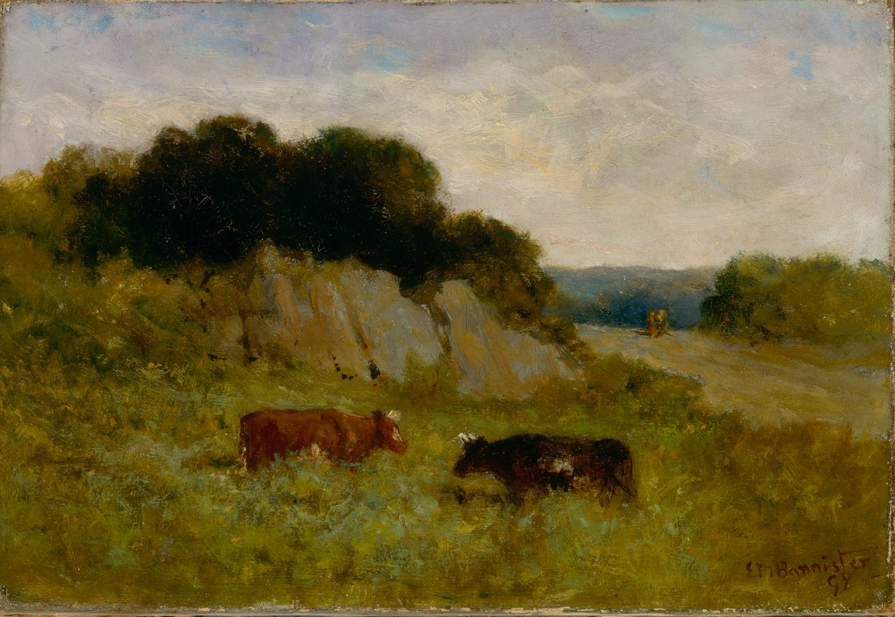 Untitled Landscape with Two Cows by Edward Mitchell Bannister