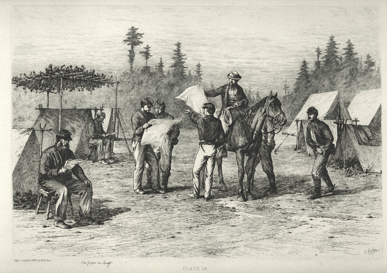 Newspapers in Camp by Edwin Austin Forbes