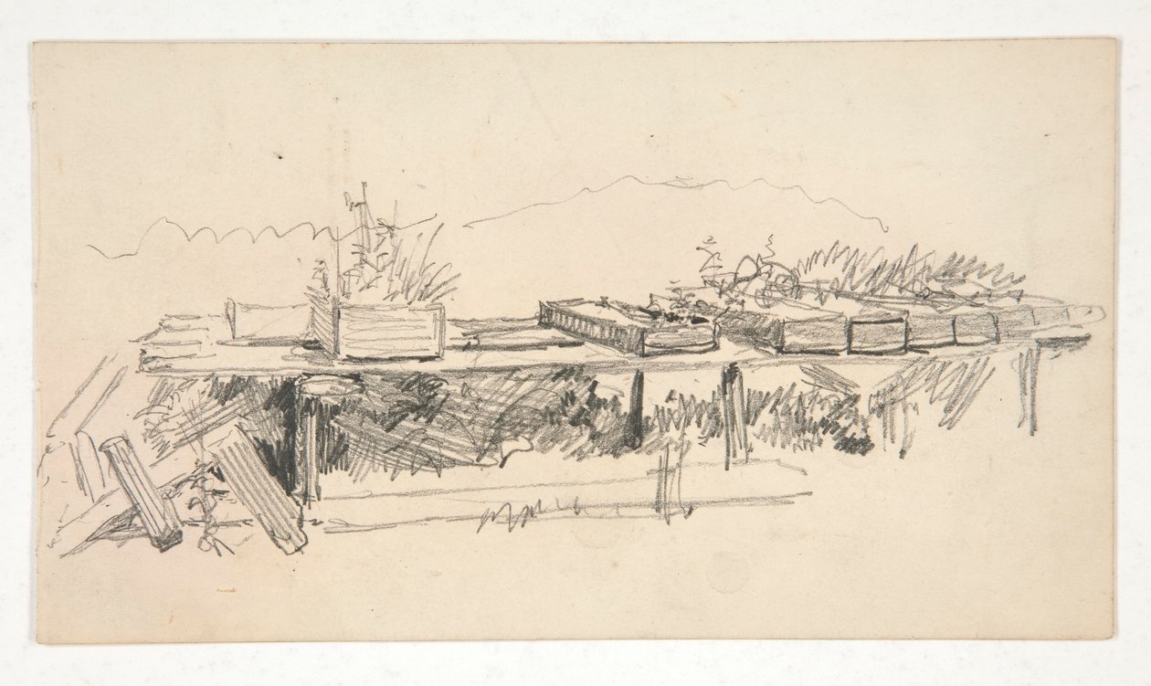 Sketch of a Ledge with Planters by Edwin Austin Abbey