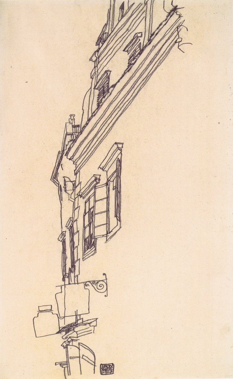 Old Gabled Houses in Krumau by Egon Schiele