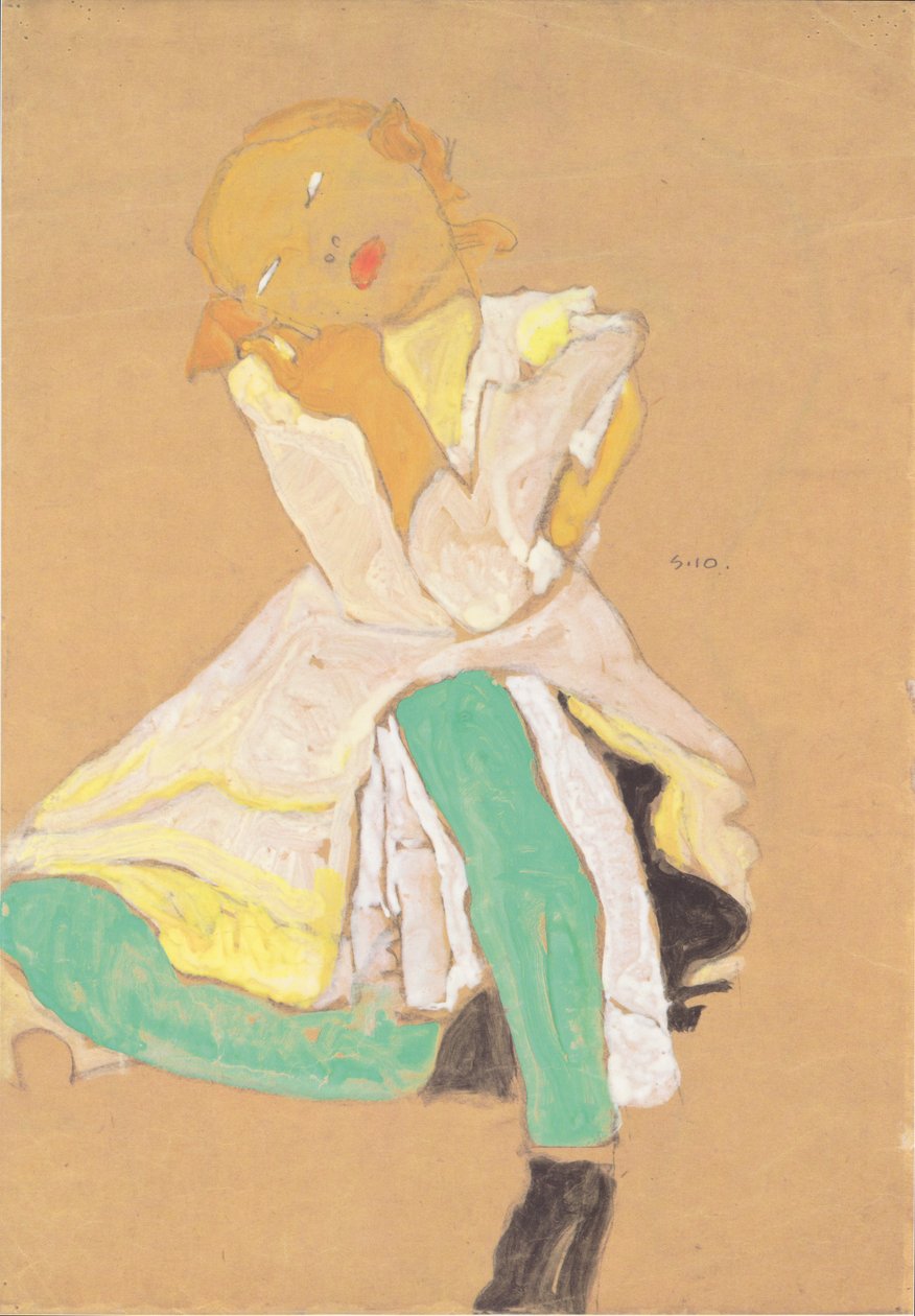 Crouching Girl by Egon Schiele