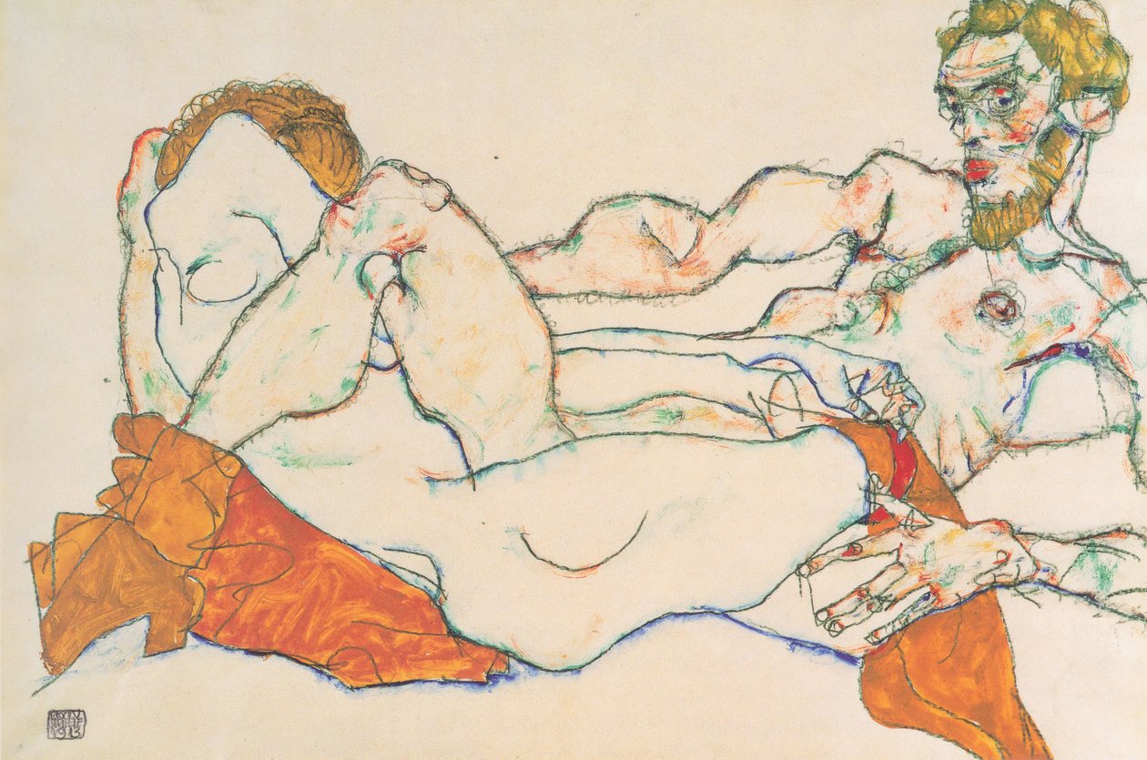 Lovers by Egon Schiele