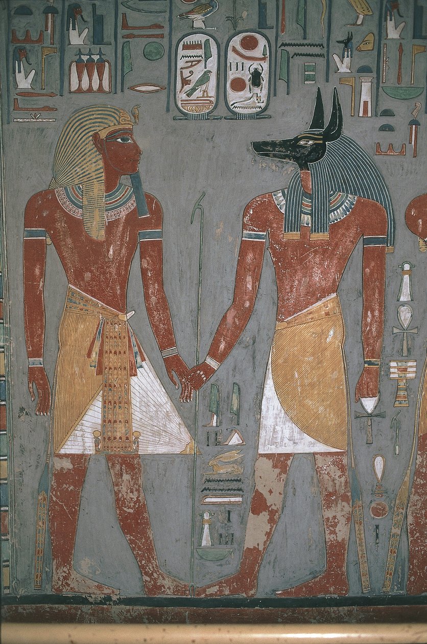 Pharaoh and Anpu Holding Hands by Egyptian Egyptian