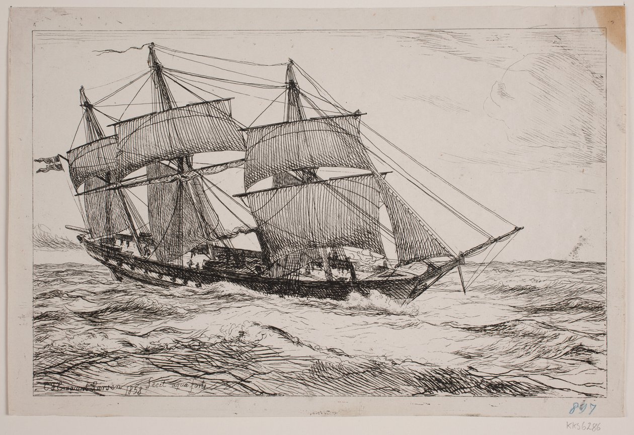 A War Schooner by Emanuel Larsen