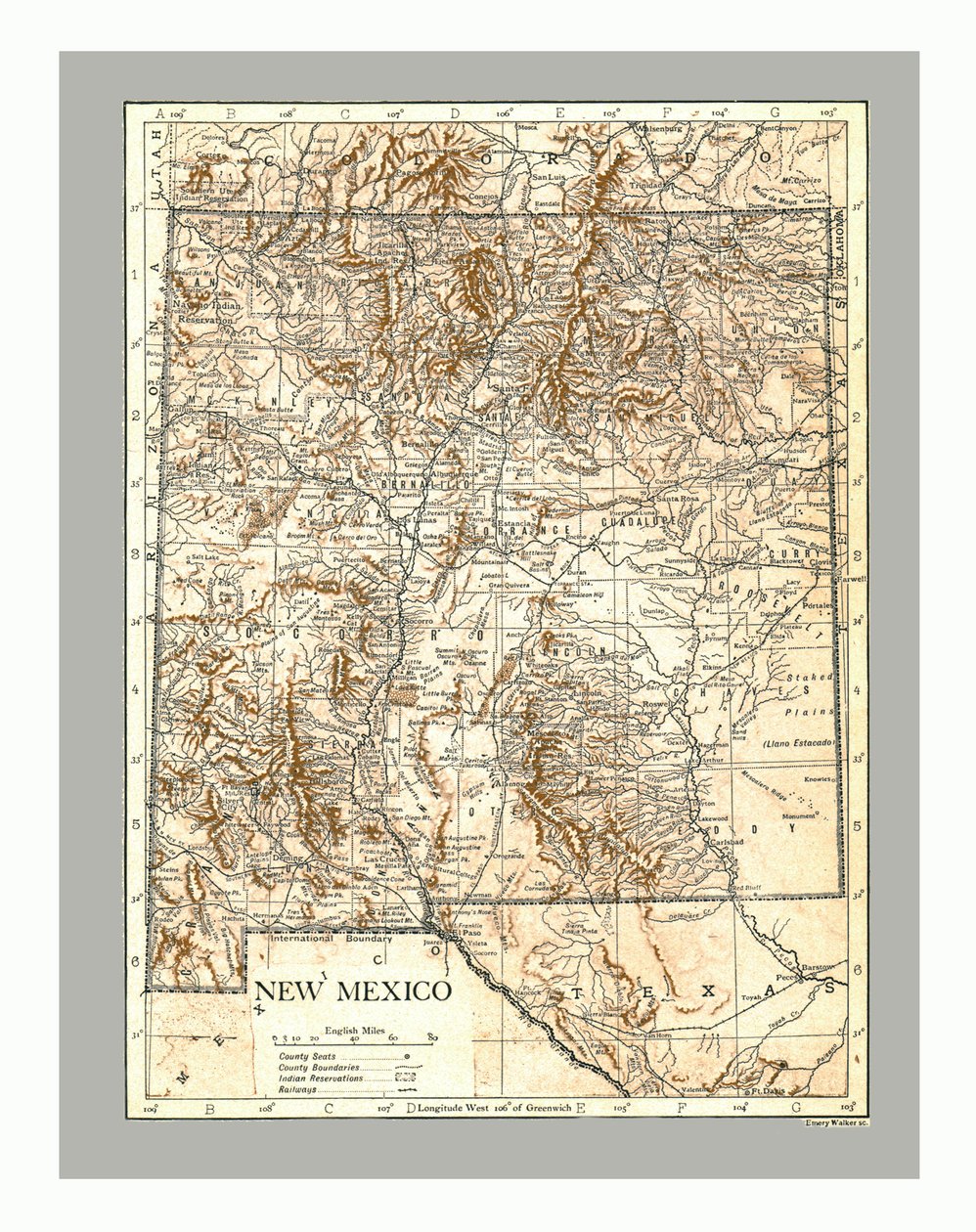 Map of New Mexico by Emery Walker