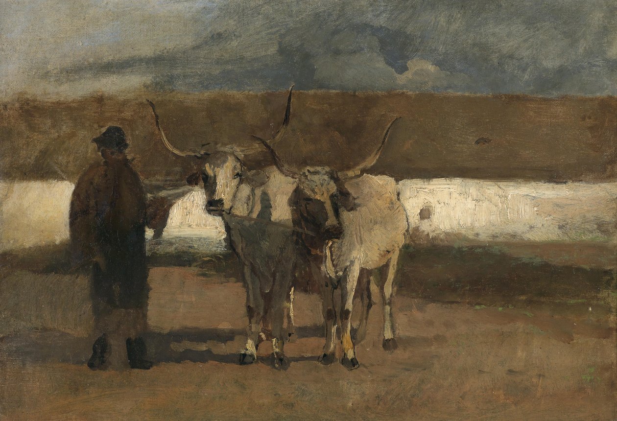 Farmer with Oxen Team by Emil Jakob Schindler