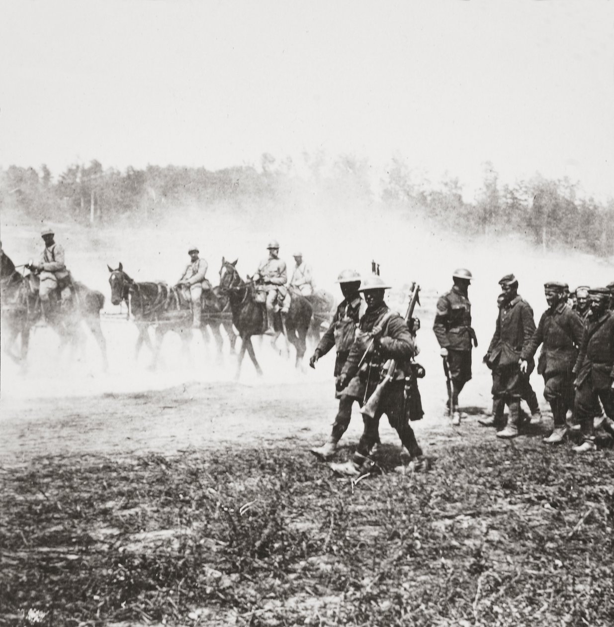 French 75s Returning to Chemin des Dames Pass Prisoners Taken in Our Drive Near St Quentin by English Photographer