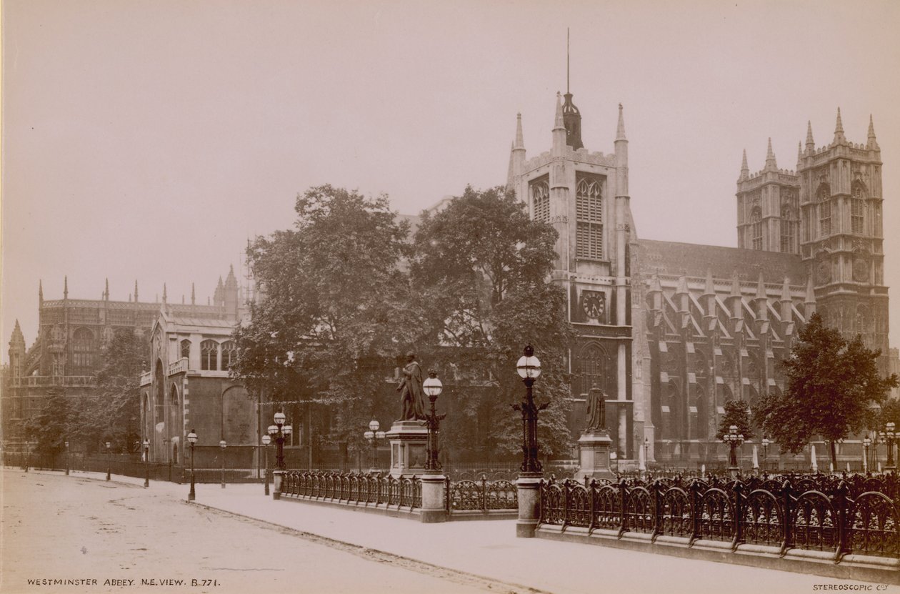 Postcard with an image of the north east view of Westminster Abbey by English Photographer