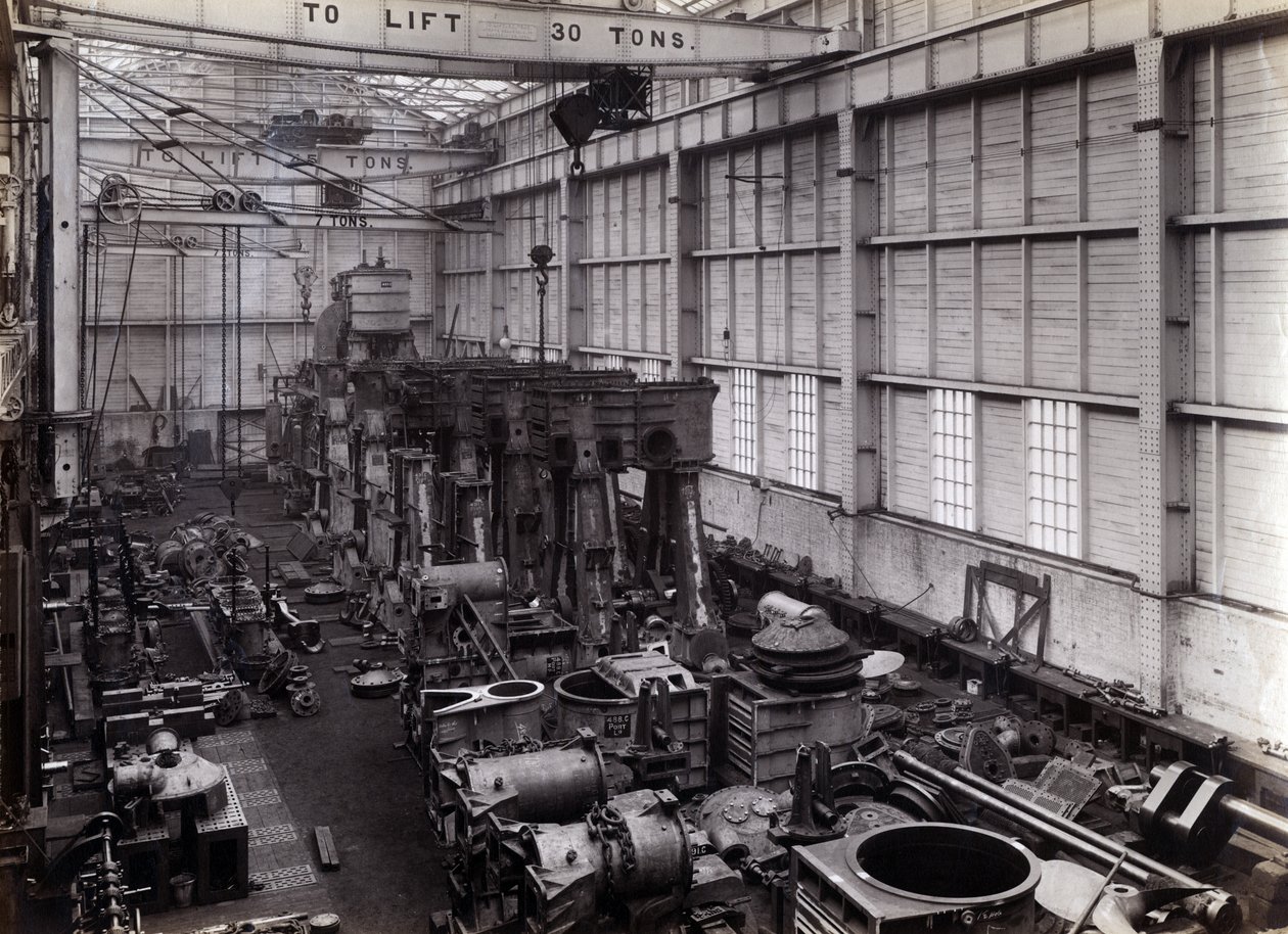 Yard No. 647, Baikal. Main Engines for the Ice-Breaking Train Ferry Steamer Baikal Being Assembled in the Erecting Shop by English Photographer