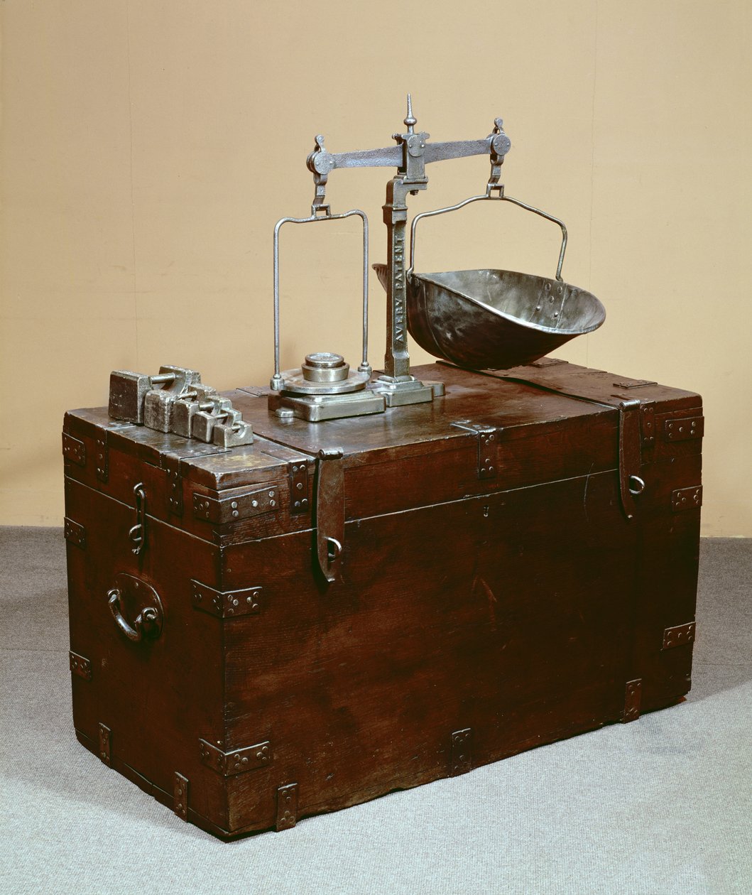 Coffer and scales by English School